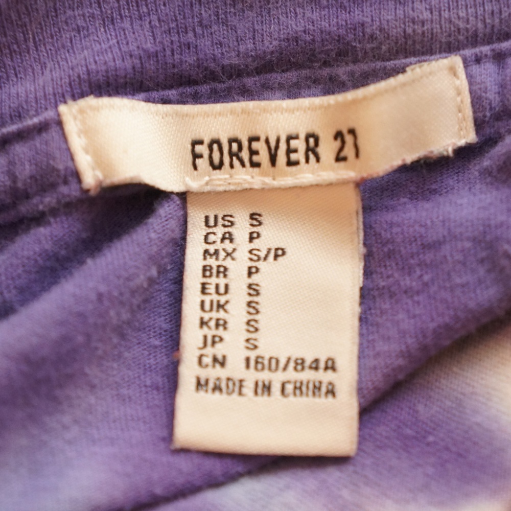 FOREVER 21 PURPLE TIE DYE MALBU SHORT SLEEVE SHIRT - Picture 3 of 3
